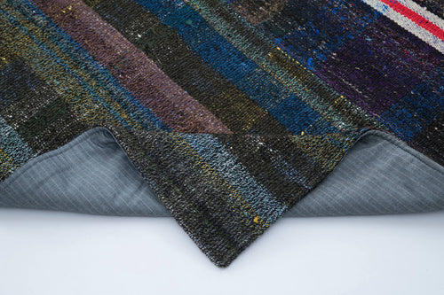 Handmade Area Rug – Grey Patchwork Carpet | Turkish Wool & Cotton Blend 7'7"x10'4"