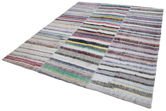 Kirk Yama Grey Patchwork Cotton Wool Handmade Area Rug 8'1'' x 9'9''