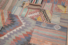 Handmade Area Rug | Grey Patchwork Carpet - Durable Wool Cotton Floor Covering 6'8"x9'11"