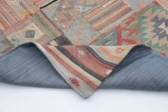 Kirk Yama Grey Patchwork Cotton Wool Handmade Area Rug 6'8'' x 9'11''