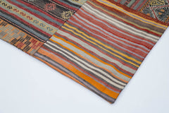 Handmade Area Rug - Red Patchwork Wool Cotton Carpet, Vintage Turkish Style 6'8''x9'11''