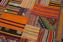 Kirk Yama Orange Patchwork Cotton Wool Handmade Area Rug 6'8'' x 9'10''