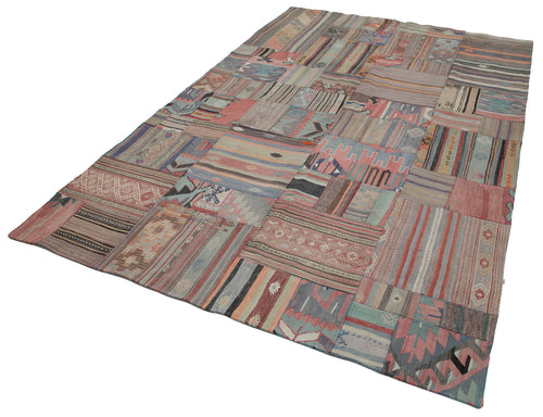 Kirk Yama Brown Patchwork Cotton Wool Handmade Area Rug 6'8'' x 9'10''
