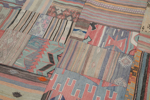 Kirk Yama Brown Patchwork Cotton Wool Handmade Area Rug 6'8'' x 9'10''