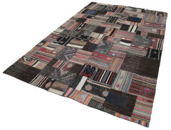 Kirk Yama Brown Patchwork Cotton Wool Handmade Area Rug 6'7'' x 9'11''