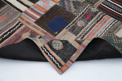 Kirk Yama Brown Patchwork Cotton Wool Handmade Area Rug 6'7'' x 9'11''