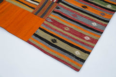 Kirk Yama Orange Patchwork Cotton Wool Handmade Area Rug 6'8'' x 9'10''