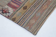 Handmade Area Rug – Brown Patchwork Cotton Wool Rug 6'7''x9'11'' for Living Room