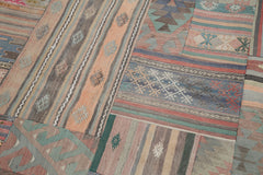 Handmade Area Rug – Brown Patchwork Cotton Wool Rug 6'7''x9'11'' for Living Room