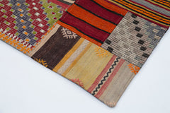 Kirk Yama Orange Patchwork Cotton Wool Handmade Area Rug 6'8'' x 9'10''