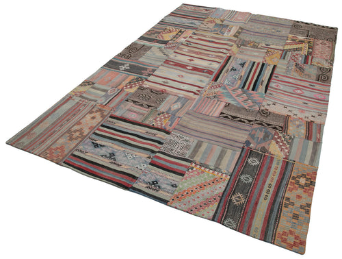 Kirk Yama Brown Patchwork Cotton Wool Handmade Area Rug 6'8'' x 9'11''
