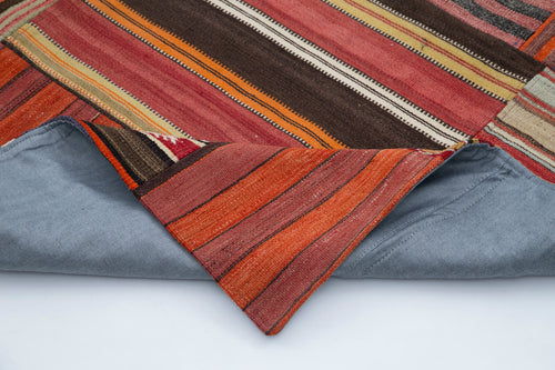 Kirk Yama Red Patchwork Cotton Wool Handmade Area Rug 6'8'' x 9'11''