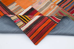 Kirk Yama Orange Patchwork Cotton Wool Handmade Area Rug 6'7'' x 9'10''