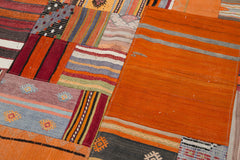 Kirk Yama Orange Patchwork Cotton Wool Handmade Area Rug 6'7'' x 9'10''