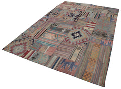 Kirk Yama Grey Patchwork Cotton Wool Handmade Area Rug 6'8'' x 9'11''