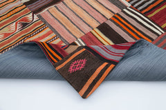 Kirk Yama Orange Patchwork Cotton Wool Handmade Area Rug 6'7'' x 9'10''