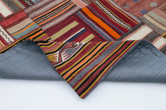 Kirk Yama Pink Patchwork Cotton Wool Handmade Area Rug 6'8'' x 9'10''