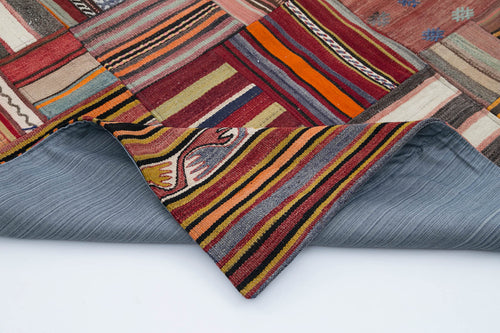 Kirk Yama Pink Patchwork Cotton Wool Handmade Area Rug 6'8'' x 9'10''