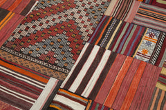 Kirk Yama Pink Patchwork Cotton Wool Handmade Area Rug 6'8'' x 9'10''