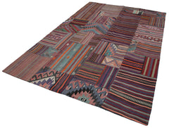 Kirk Yama Purple Patchwork Cotton Wool Handmade Area Rug 6'8'' x 9'10''