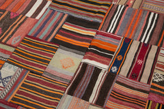 Kirk Yama Orange Patchwork Cotton Wool Handmade Area Rug 6'7'' x 9'10''