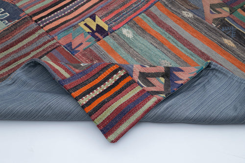 Kirk Yama Purple Patchwork Cotton Wool Handmade Area Rug 6'7'' x 9'11''