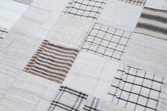 Kirk Yama White Patchwork Cotton Wool Handmade Area Rug 8'0'' x 9'11''