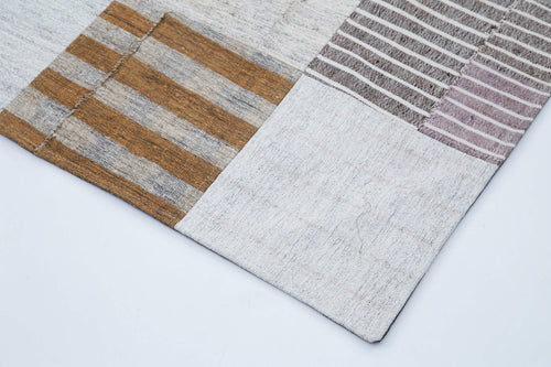 Kirk Yama White Patchwork Cotton Wool Handmade Area Rug 8'1'' x 9'11''