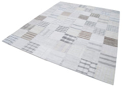 Kirk Yama White Patchwork Cotton Wool Handmade Area Rug 8'1'' x 9'11''