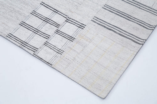 Kirk Yama White Patchwork Cotton Wool Handmade Area Rug 8'1'' x 9'11''