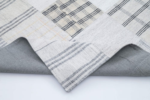 Kirk Yama White Patchwork Cotton Wool Handmade Area Rug 8'1'' x 9'11''