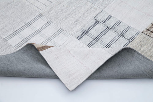 Kirk Yama White Patchwork Cotton Wool Handmade Area Rug 8'0'' x 10'0''