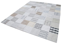 Kirk Yama White Patchwork Cotton Wool Handmade Area Rug 8'0'' x 10'0''