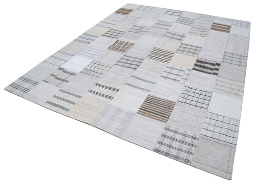 Kirk Yama White Patchwork Cotton Wool Handmade Area Rug 8'0'' x 9'11''