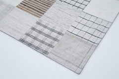 Kirk Yama White Patchwork Cotton Wool Handmade Area Rug 8'0'' x 9'11''