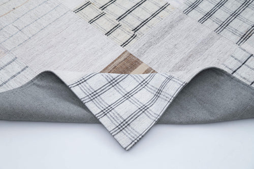 Kirk Yama White Patchwork Cotton Wool Handmade Area Rug 8'0'' x 9'11''