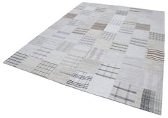Kirk Yama White Patchwork Cotton Wool Handmade Area Rug 8'0'' x 10'0''