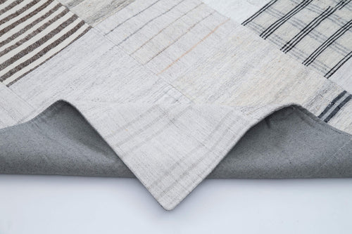 Kirk Yama White Patchwork Cotton Wool Handmade Area Rug 8'0'' x 10'0''