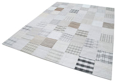 Kirk Yama Grey Patchwork Cotton Wool Handmade Area Rug 8'0'' x 10'0''