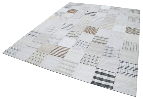 Kirk Yama Grey Patchwork Cotton Wool Handmade Area Rug 8'0'' x 10'0''