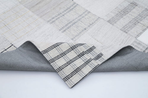 Kirk Yama Grey Patchwork Cotton Wool Handmade Area Rug 8'0'' x 10'0''