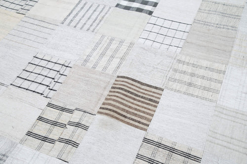 Kirk Yama Grey Patchwork Cotton Wool Handmade Area Rug 8'0'' x 10'0''