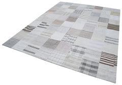 Kirk Yama White Patchwork Cotton Wool Handmade Area Rug 8'0'' x 9'11''