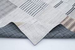 Kirk Yama White Patchwork Cotton Wool Handmade Area Rug 8'0'' x 9'11''