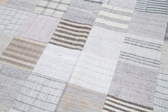 Kirk Yama White Patchwork Cotton Wool Handmade Area Rug 8'0'' x 9'11''