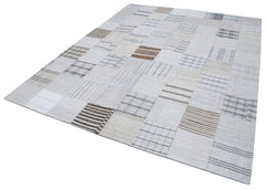 Kirk Yama White Patchwork Cotton Wool Handmade Area Rug 8'0'' x 10'0''