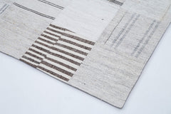 Handmade Area Rug - Kirk Yama White Patchwork Cotton Wool Carpet 8'x10'