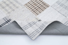 Handmade Area Rug - Kirk Yama White Patchwork Cotton Wool Carpet 8'x10'