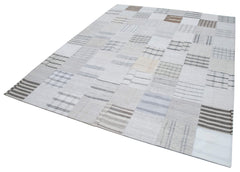 Kirk Yama White Patchwork Cotton Wool Handmade Area Rug 8'0'' x 10'0''