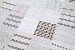 Handmade Area Rug – White Patchwork Wool Cotton Vintage Turkish Carpet 8'x10' by Agacan
